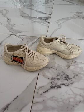 Gucci Rhyton Off-White Leather Chunky Sneakers